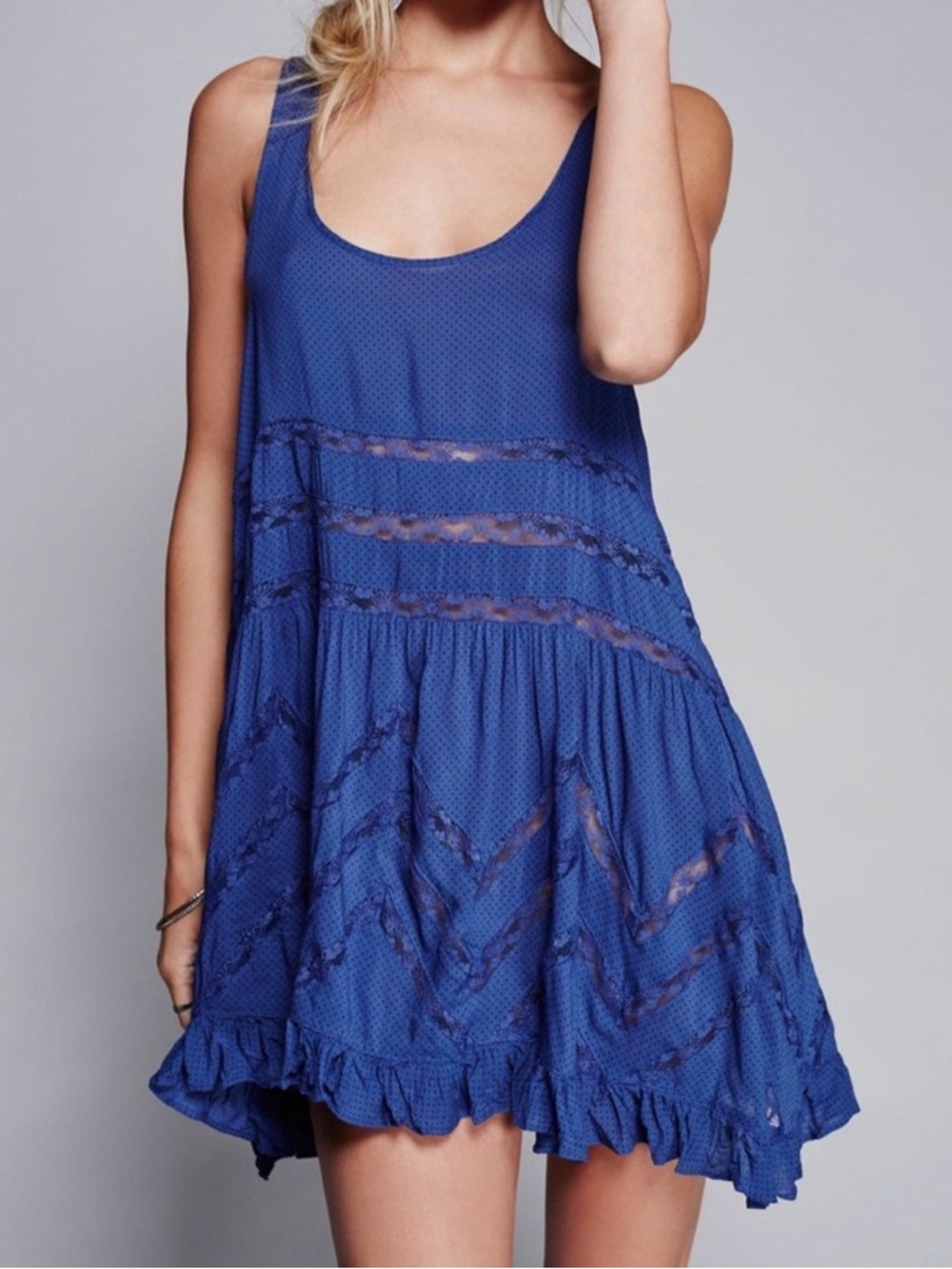 🎉 FREE PEOPLE Voile & Lace Trapeze Slip Dress